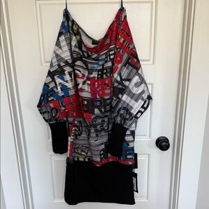 Chic Multicolor Graphic Long Sleeve Dress